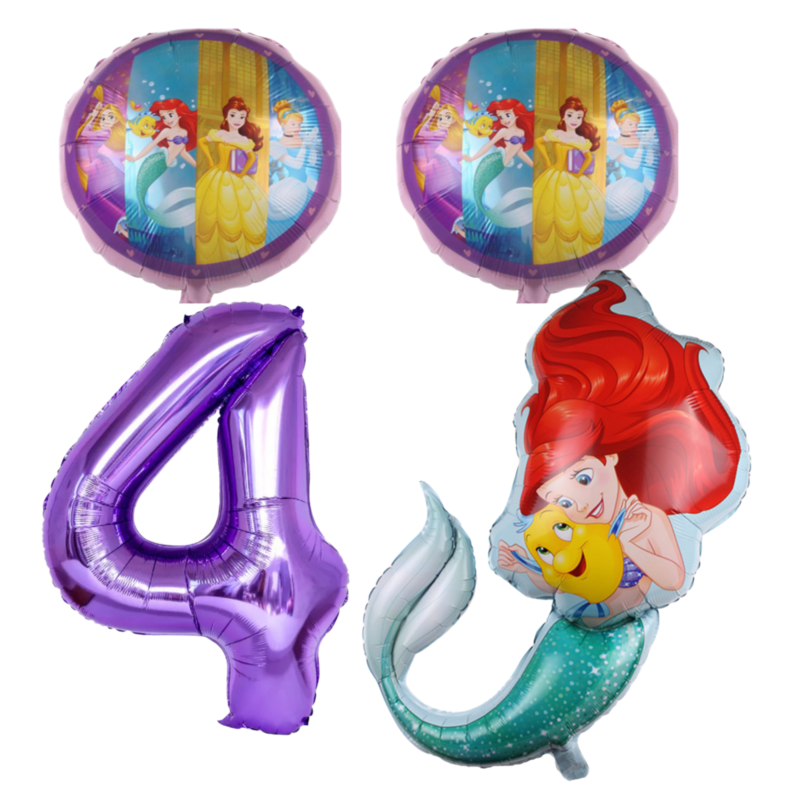 Disney Princess 4th Birthday Foil Balloon Set Purple Ariel