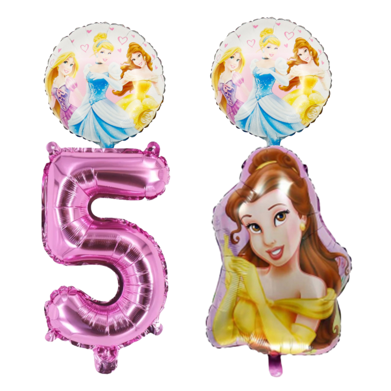 Disney Princess 5th Birthday Foil Balloon Bouquet Belle Pink