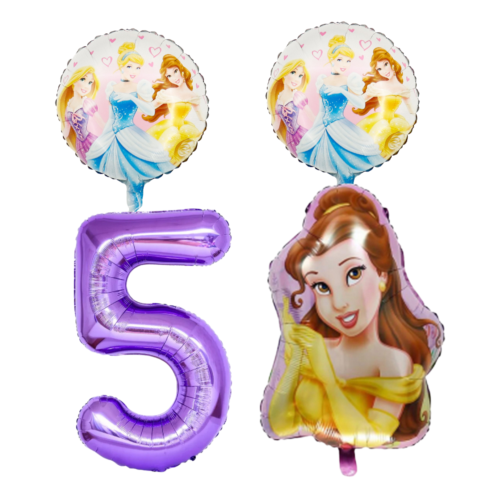 Disney Princess 5th Birthday Party Foil Balloons Purple Number Belle