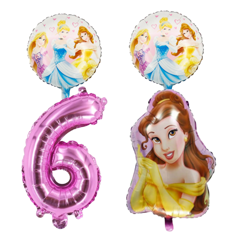 Disney Princess 6th Birthday Foil Balloon Bouquet Belle Pink Purple Girls