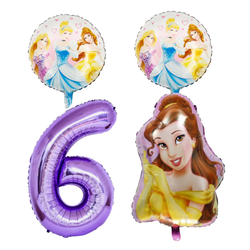 Disney Princess 6th Birthday Foil Balloon Set Purple Belle Number