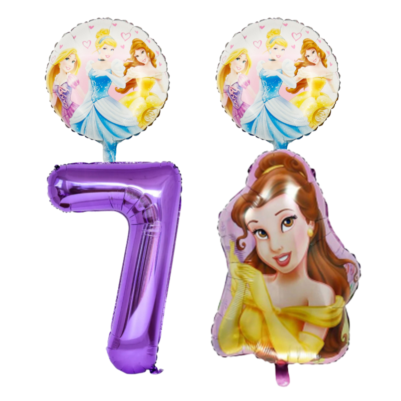 Disney Princess 7th Birthday Foil Balloon Bouquet Belle Purple