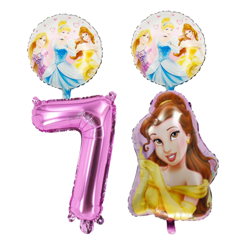 Disney Princess 7th Birthday Foil Balloon Set Belle Pink
