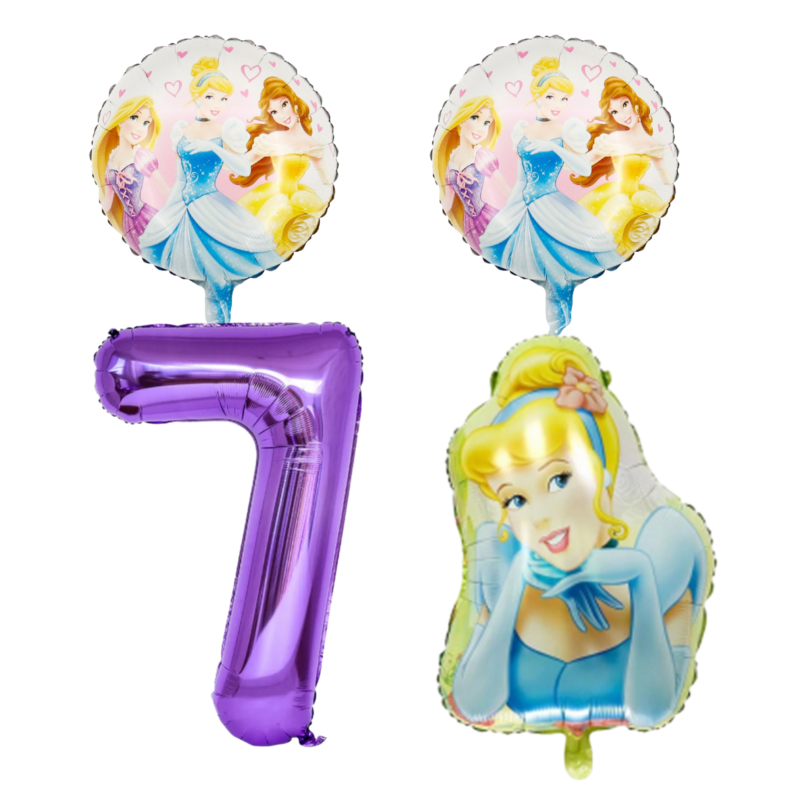 Disney Princess 7th Birthday Foil Balloon Set Cinderella Purple