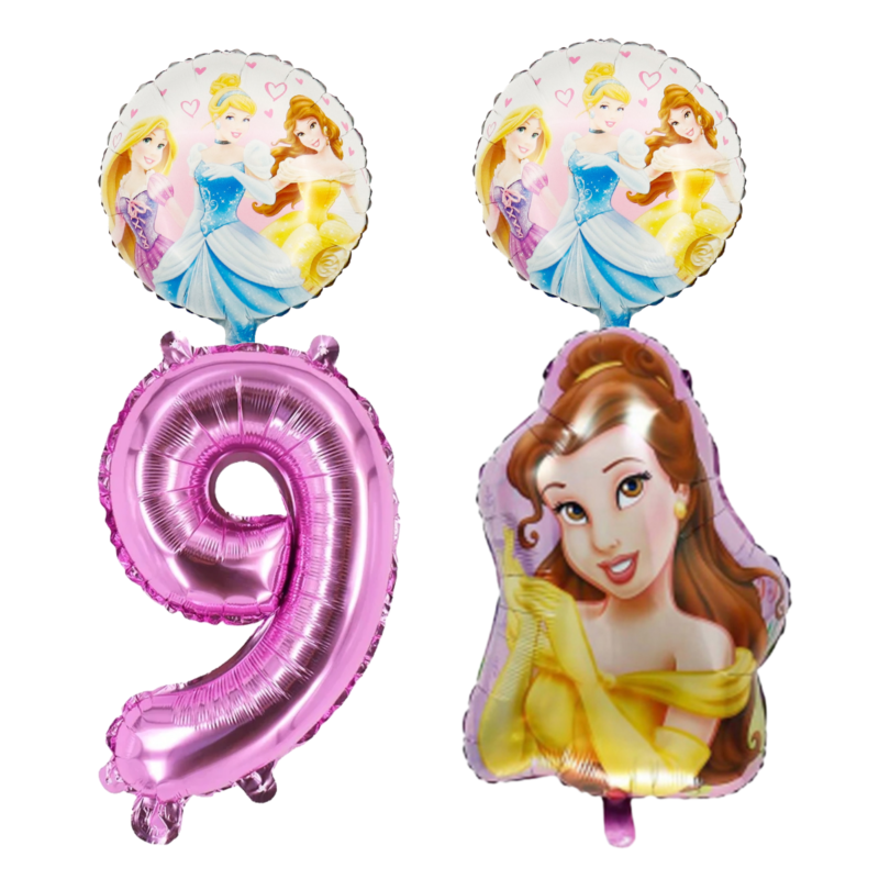 Disney Princess 9th Birthday Foil Balloon Bouquet Belle Pink Purple Girls