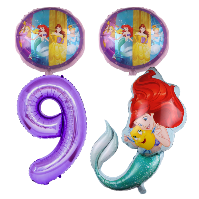 Disney Princess 9th Birthday Foil Balloon Set Purple Ariel