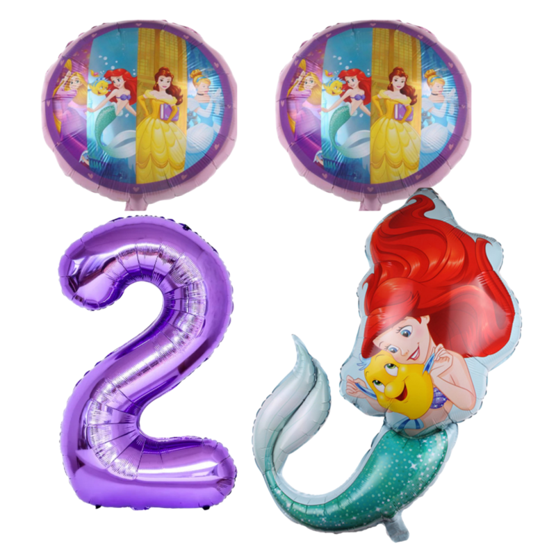 Disney Princess Ariel 2nd Birthday Foil Balloon Set Purple Teal Girls