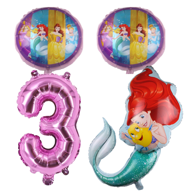 Disney Princess Ariel 3rd Birthday Foil Balloon Set Purple Pink Girls