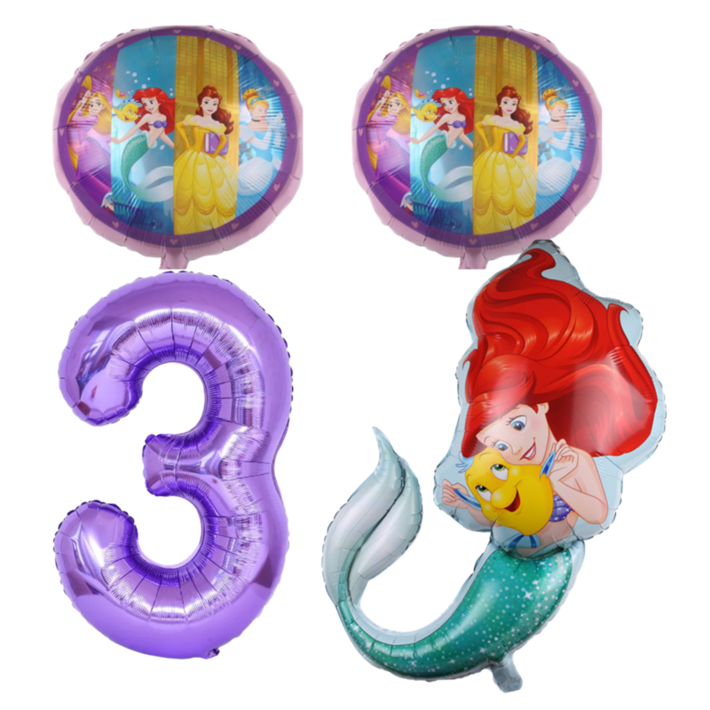 Disney Princess Ariel 3rd Birthday Foil Balloon Set Purple