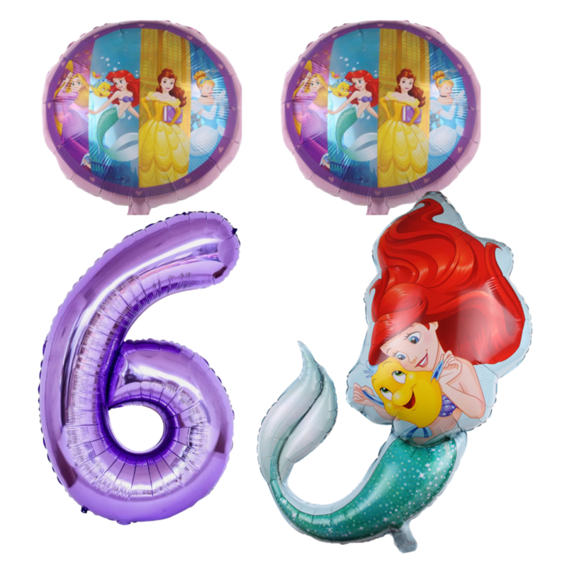 Disney Princess Ariel 6th Birthday Foil Balloon Set Purple