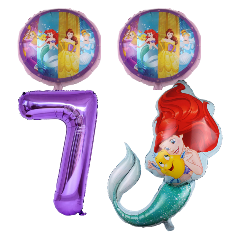 Disney Princess Ariel 7th Birthday Foil Balloon Set Purple Green