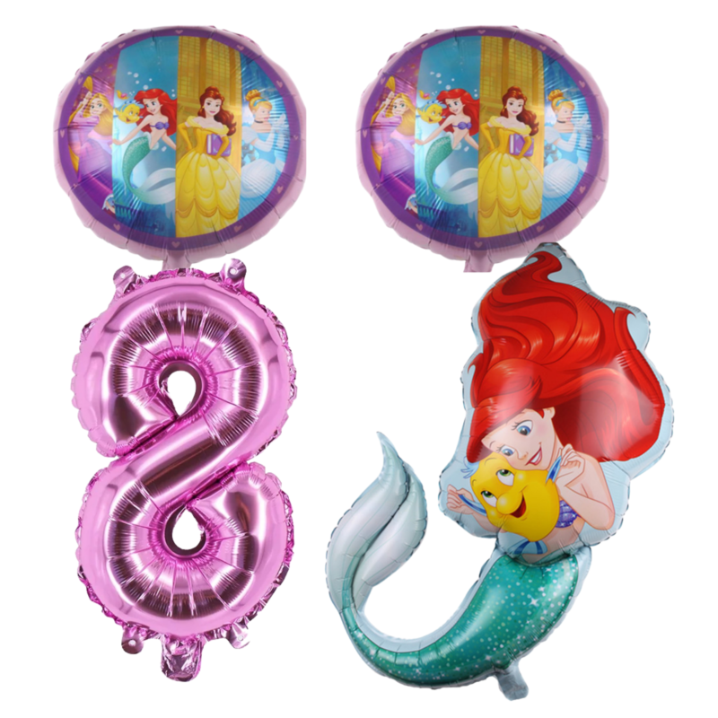 Disney Princess Ariel 8th Birthday Foil Balloon Set Purple Pink Girls