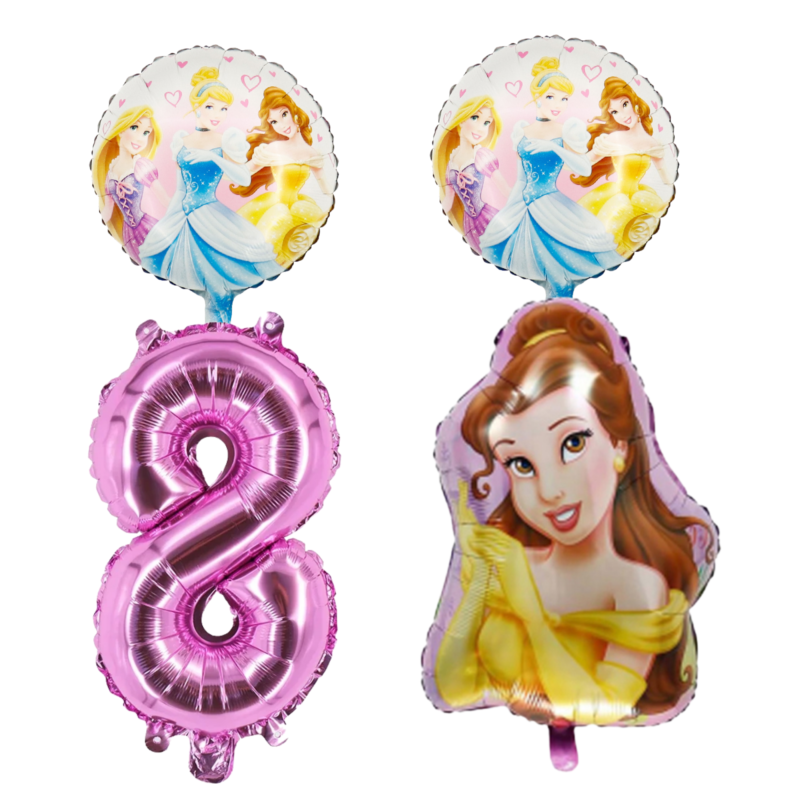 Disney Princess Belle 8th Birthday Foil Balloon Bouquet Pink Gold Girls
