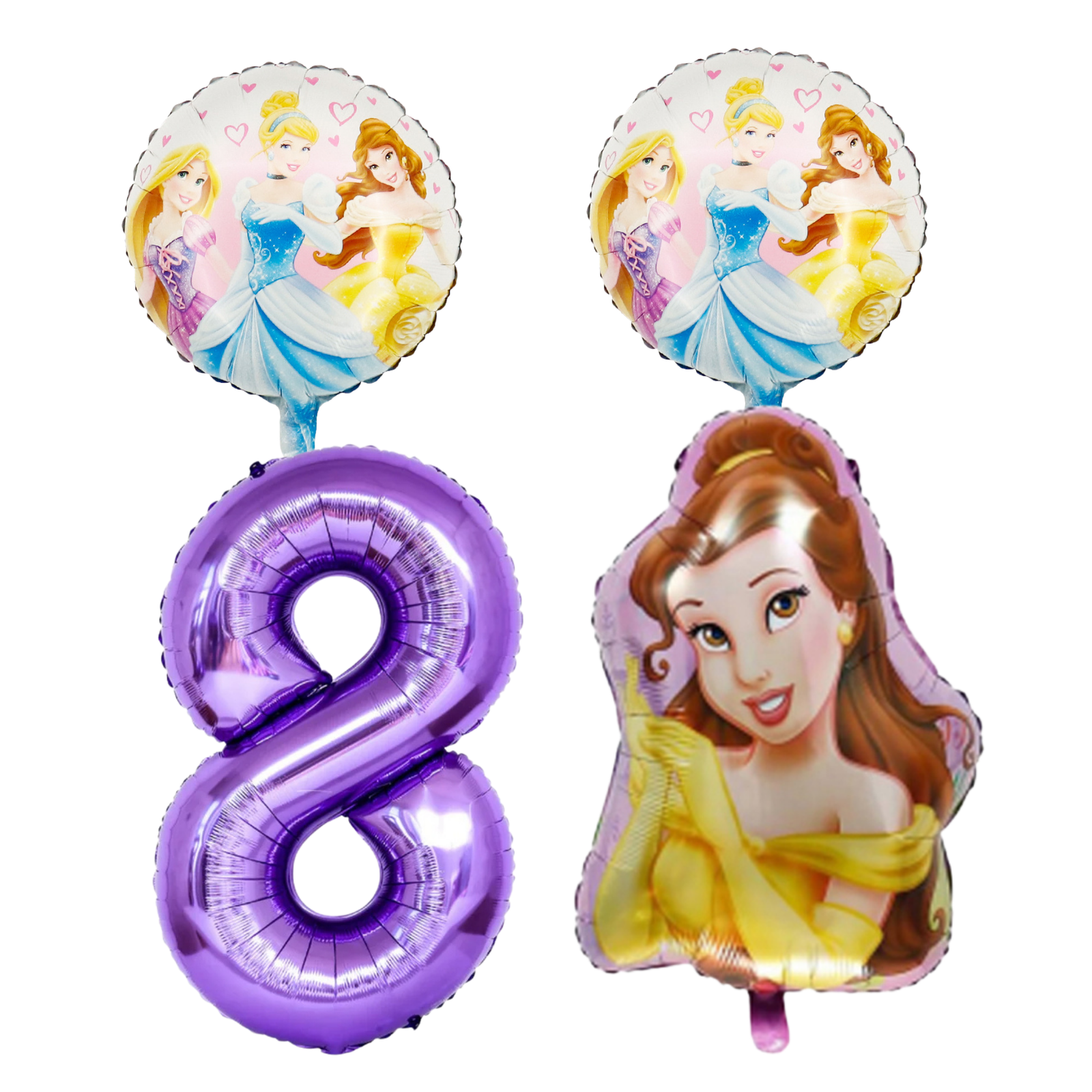 Disney Princess Belle 8th Birthday Foil Balloon Set Purple