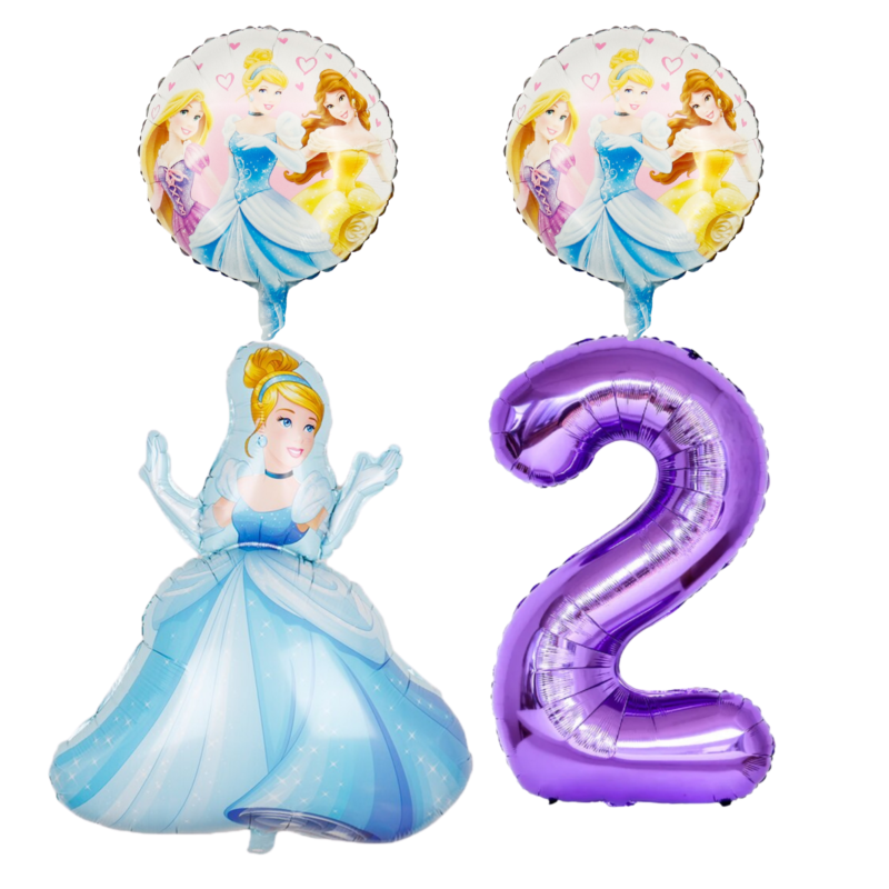 Disney Princess Cinderella 2nd Birthday Foil Balloon Set Purple Blue Girls