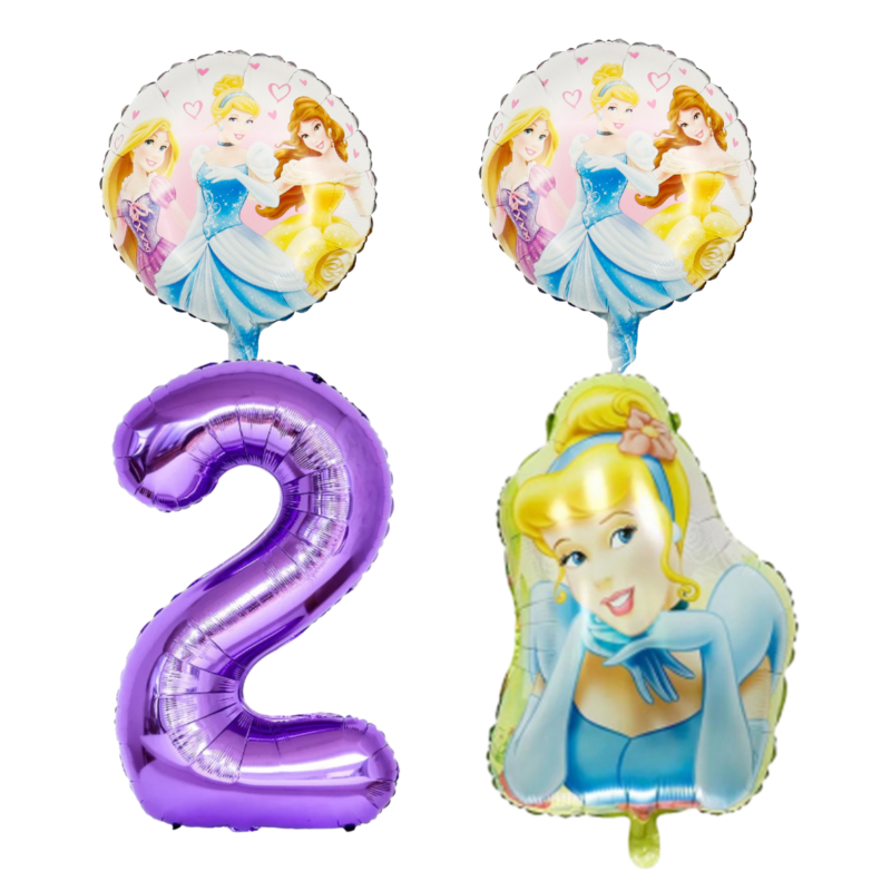 Disney Princess Cinderella 2nd Birthday Foil Balloon Set Purple Blue Girls