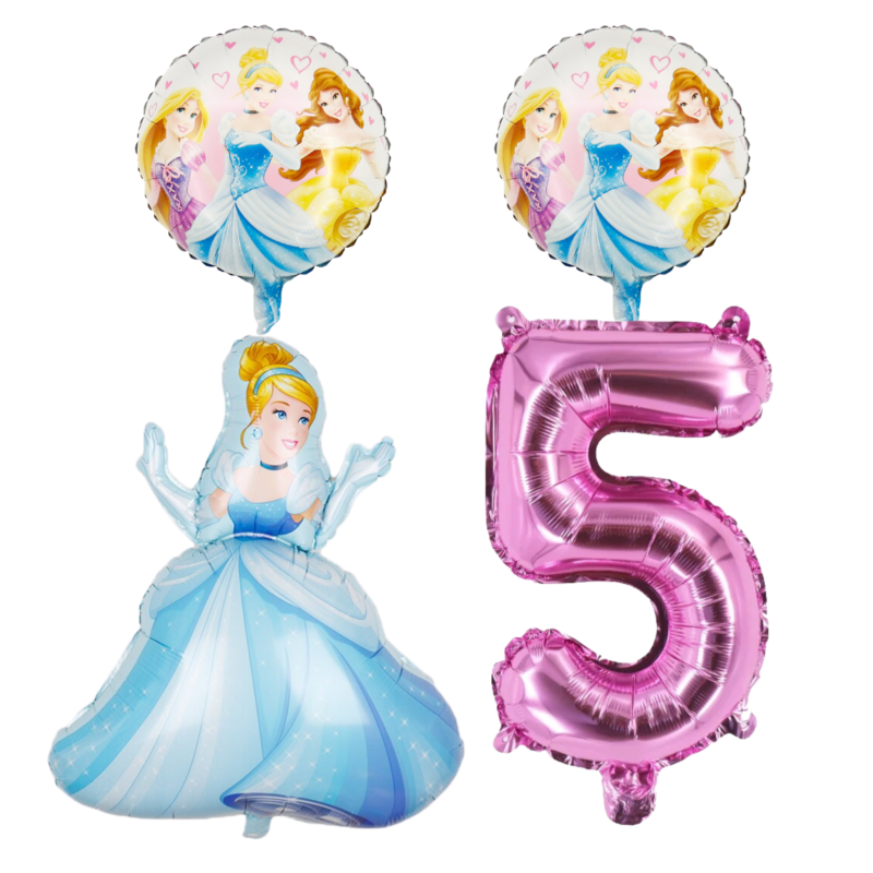 Disney Princess Cinderella 5th Birthday Foil Balloon Set Pink Blue Girls