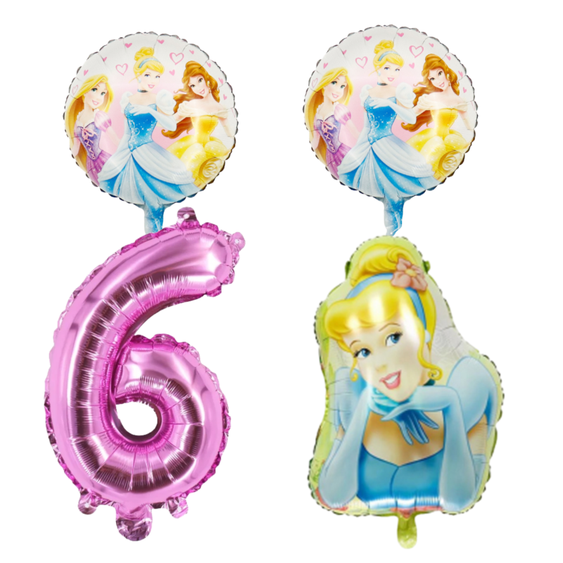Disney Princess Cinderella 6th Birthday Foil Balloon Set Pink Blue Girls