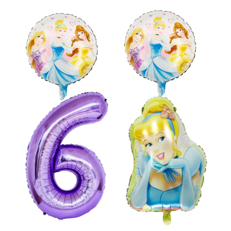 Disney Princess Cinderella 6th Birthday Foil Balloon Set Purple Blue Girls