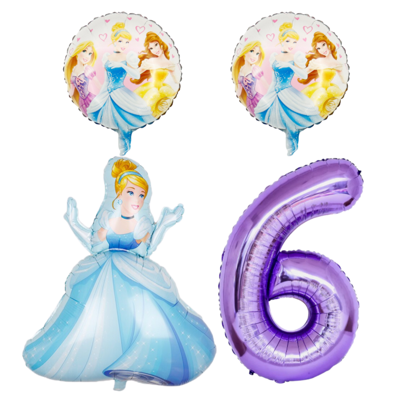 Disney Princess Cinderella 6th Birthday Party Foil Balloons Purple Blue