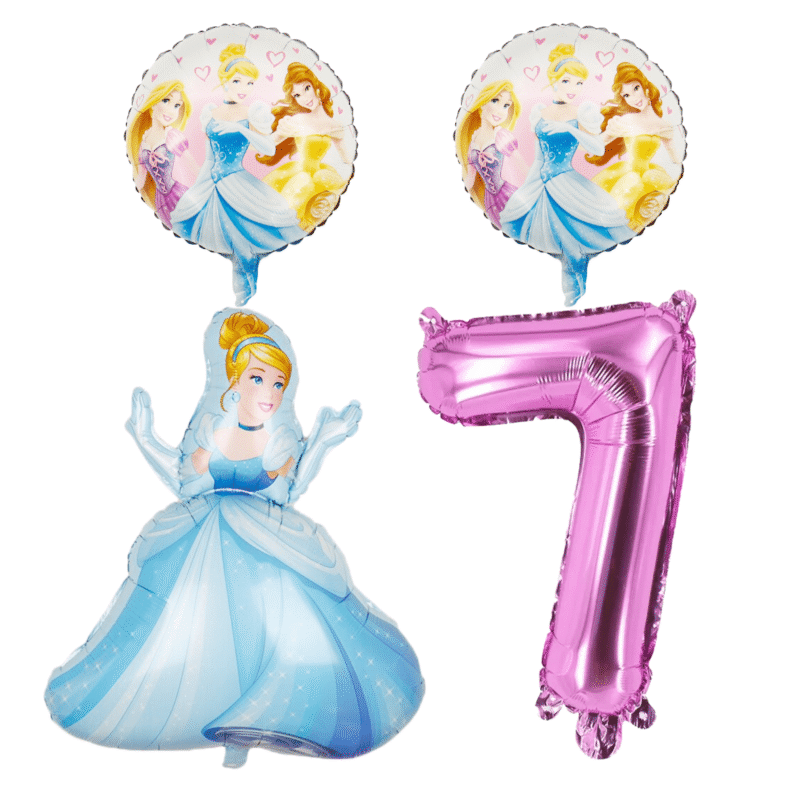 Disney Princess Cinderella 7th Birthday Foil Balloon Set Pink Blue Girls