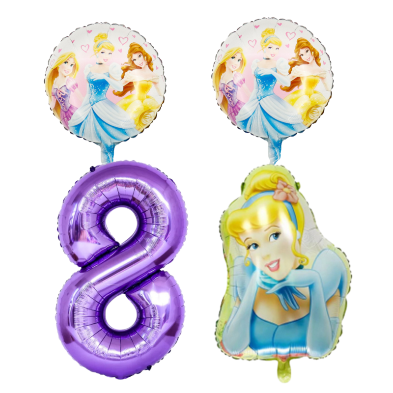 Disney Princess Cinderella 8th Birthday Party Foil Balloons Purple Number