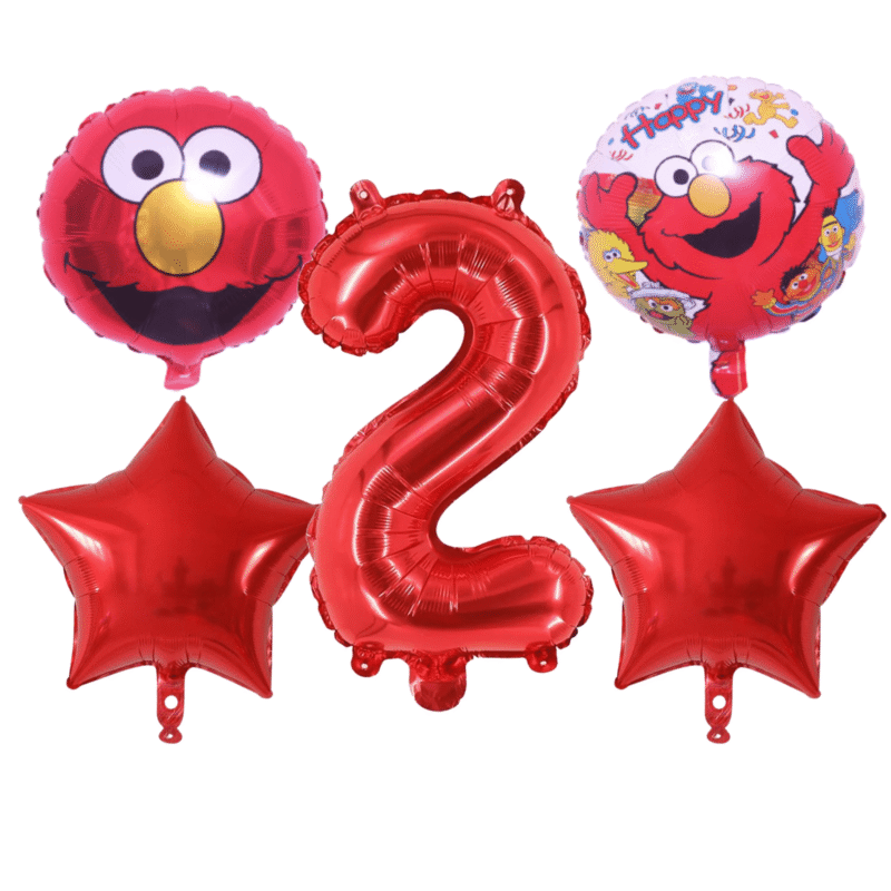 Elmo 2nd Birthday Party Foil Balloons Red Number 2 Set