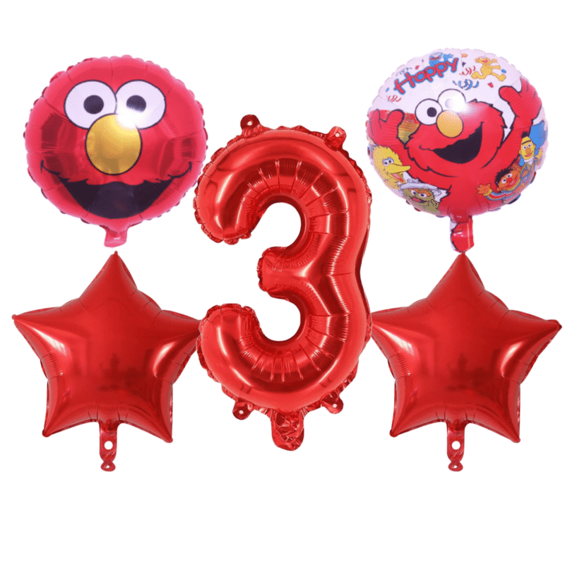 Elmo 3rd Birthday Party Balloons Red Foil Number Star Set
