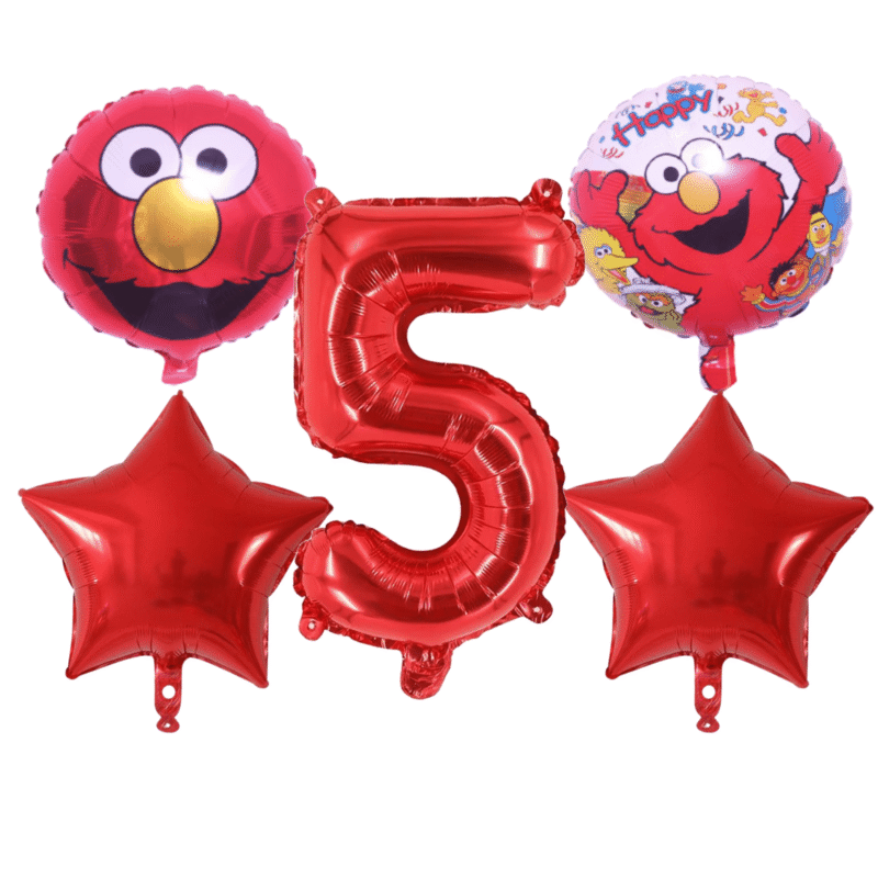 Elmo 5th Birthday Party Foil Balloon Set Red Star Number