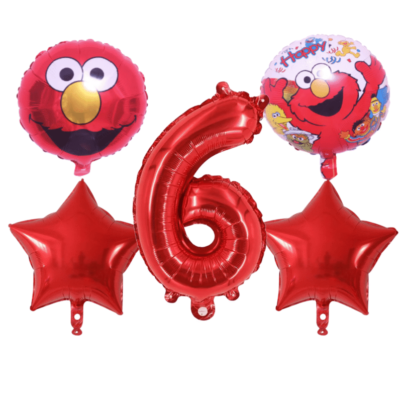 Elmo 6th Birthday Party Foil Balloon Set Red Star Number
