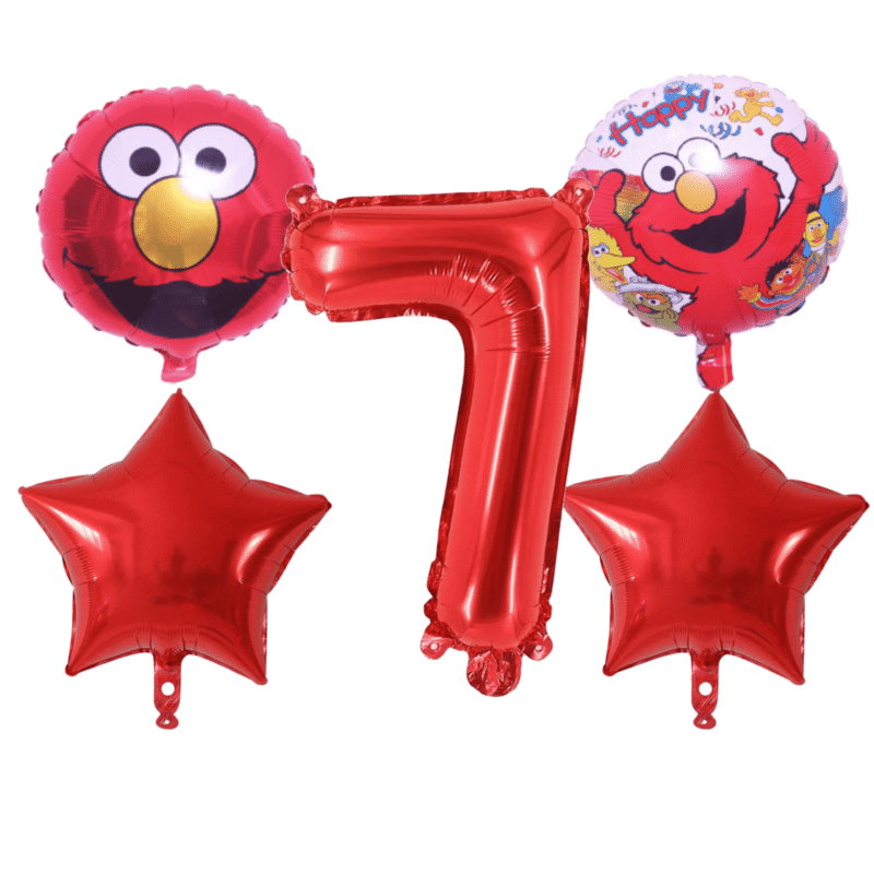 Elmo 7th Birthday Party Foil Balloon Set Red Star Number