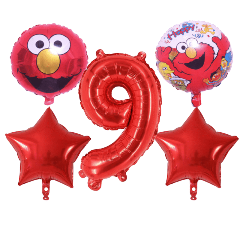 Elmo 9th Birthday Party Foil Balloons Red Star Number Set