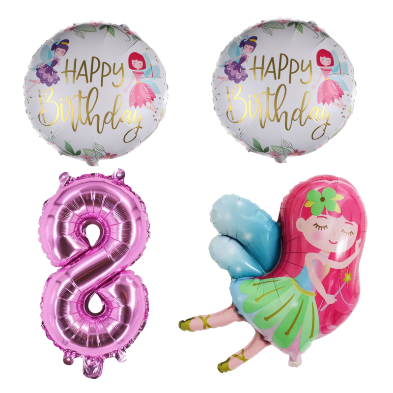 Fairy Birthday Party Balloons Number 8 Pink Foil Girl's 8th