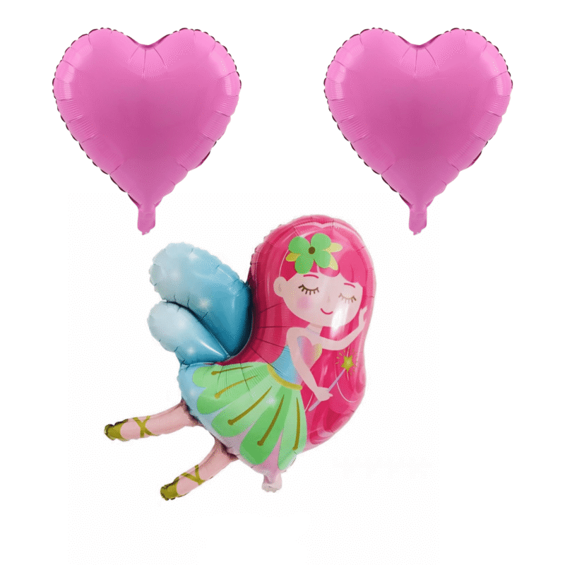 Fairy Girl Foil Balloons Party Set Pink Heart Birthday Decor