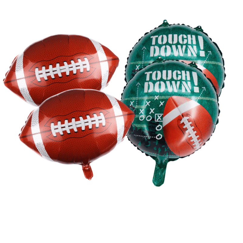 Football and Touchdown Foil Balloon Set for Sports-Themed Birthday Party or Game Day Decorations