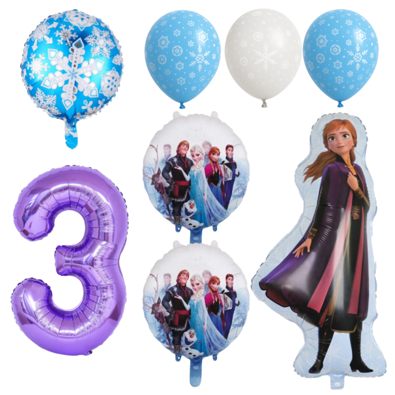 Frozen 3rd Birthday Party Balloons Set Anna Elsa Olaf Purple Blue balloons