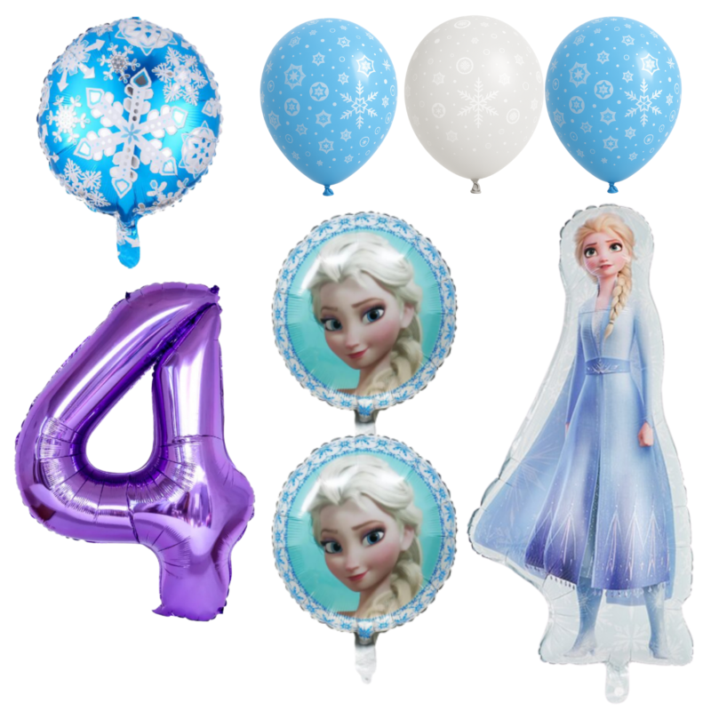 Frozen 4th Birthday Party Balloons Elsa Foil Purple Blue balloons