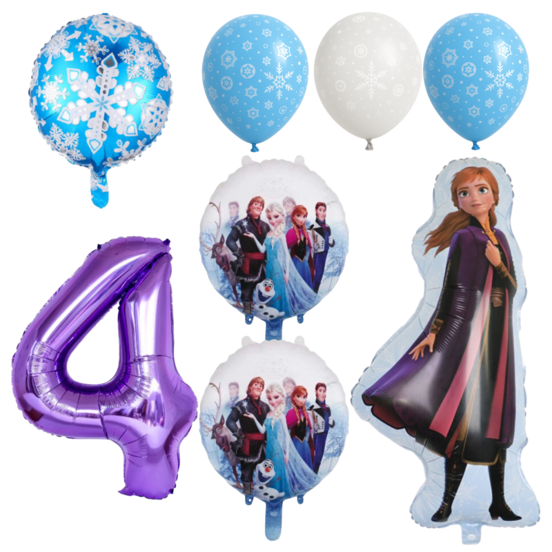 Frozen 4th Birthday Party Balloons Set Anna Elsa Olaf Purple Blue balloons