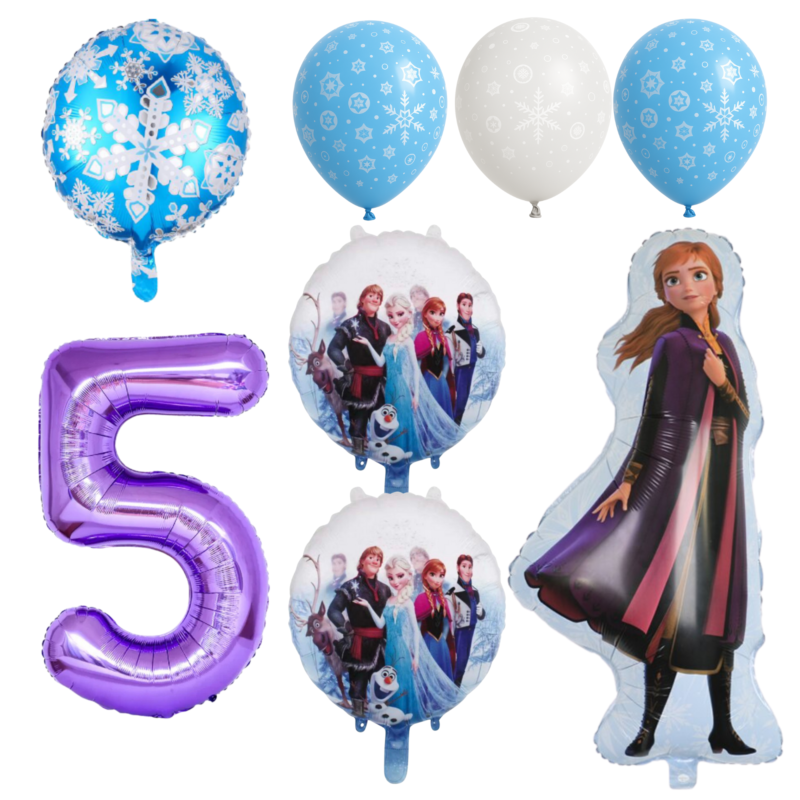 Frozen 5th Birthday Party Balloons Set Anna Elsa Olaf Blue Purple balloons