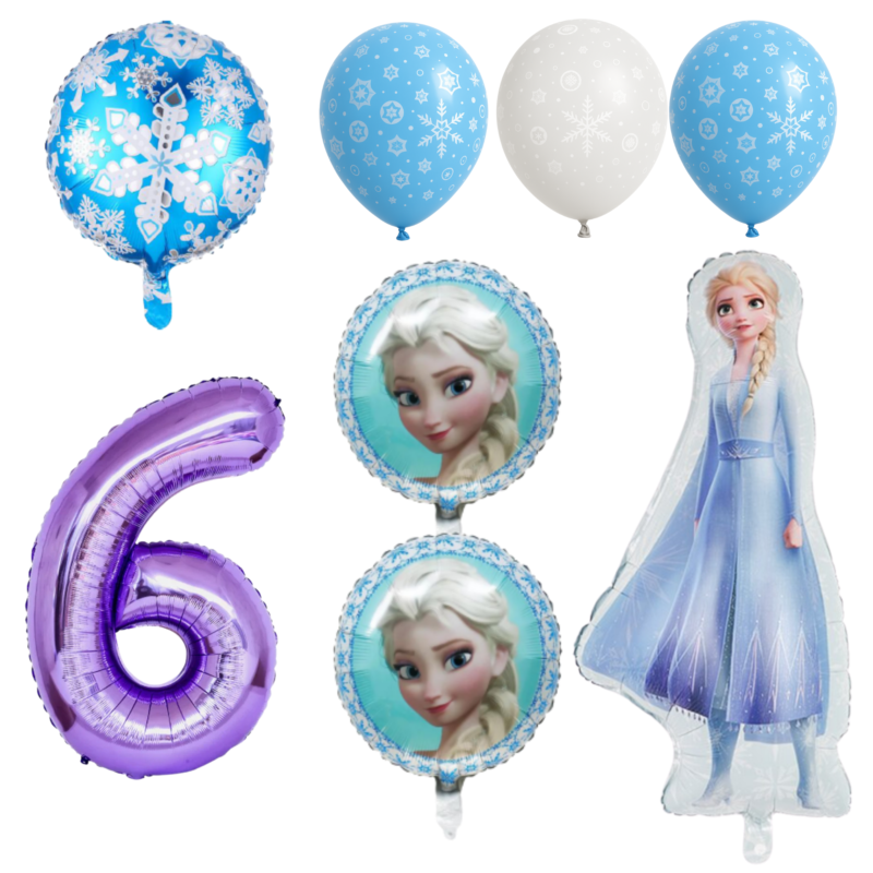 Frozen 6th Birthday Party Balloons Elsa Foil Set Blue Purple balloons