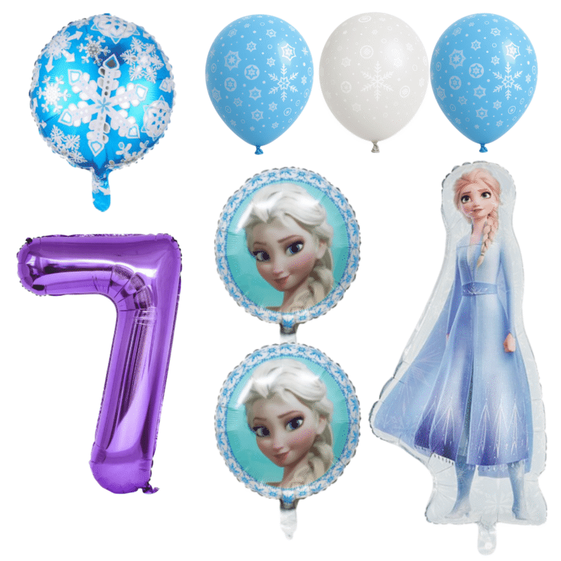 Frozen 7th Birthday Party Balloons Elsa Foil Set Blue Purple balloons