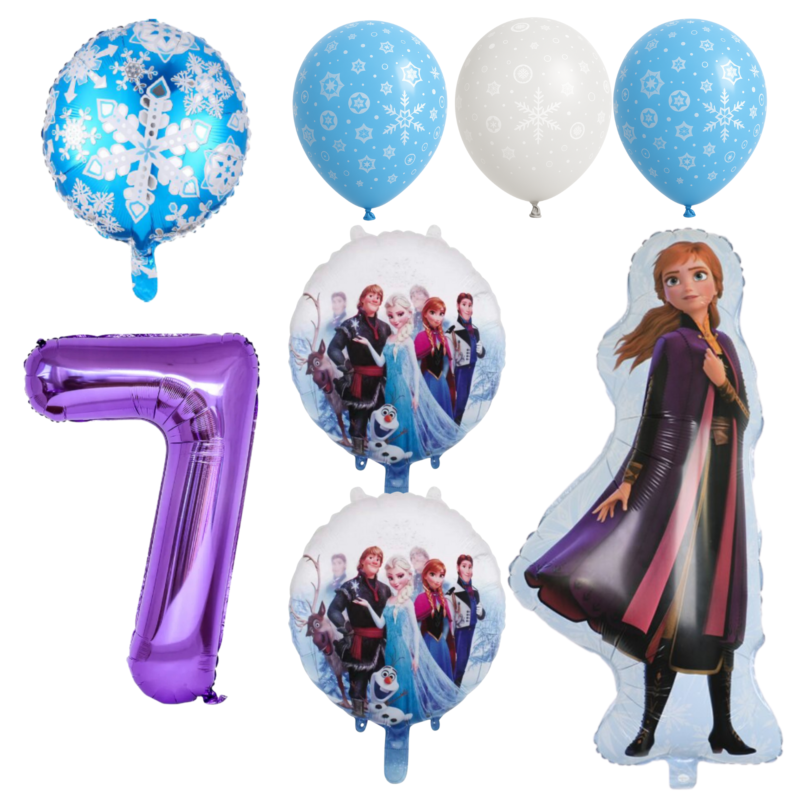Frozen 7th Birthday Party Balloons Set Anna Elsa Olaf Blue Purple balloons