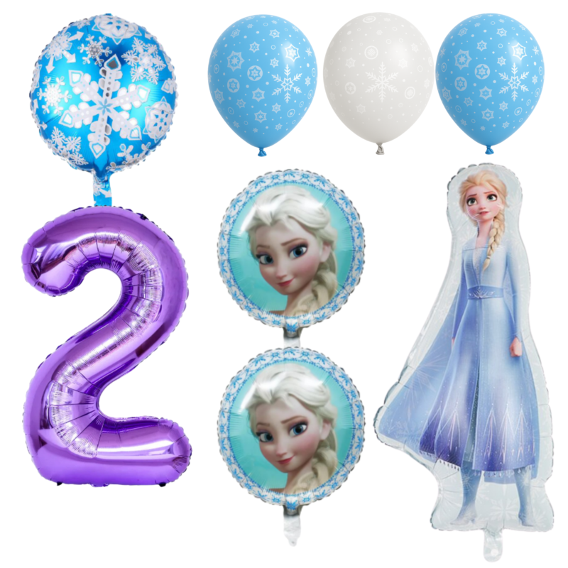 Frozen Elsa 2nd Birthday Party Balloons Set Blue Purple Foil balloons