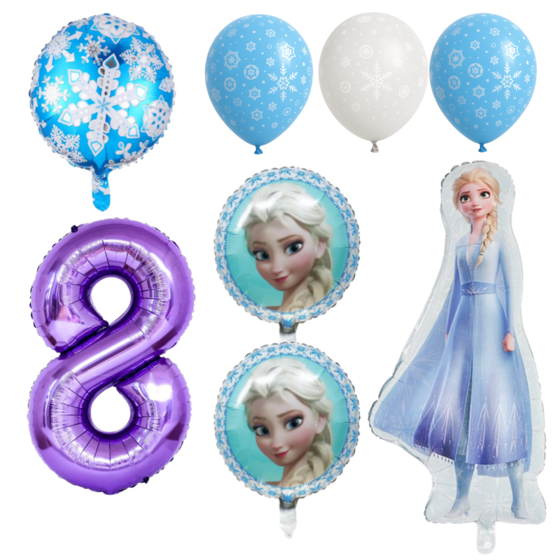 Frozen Elsa 8th Birthday Party Balloons Set Blue Purple Foil balloons