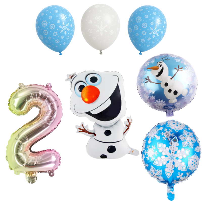 Frozen Olaf 2nd Birthday Party Balloons 5pc Blue White balloons