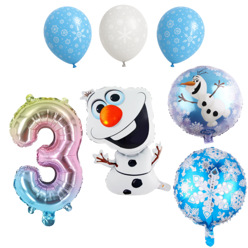 Frozen Olaf 3rd Birthday Party Balloons Set Blue White Pink Foil balloons