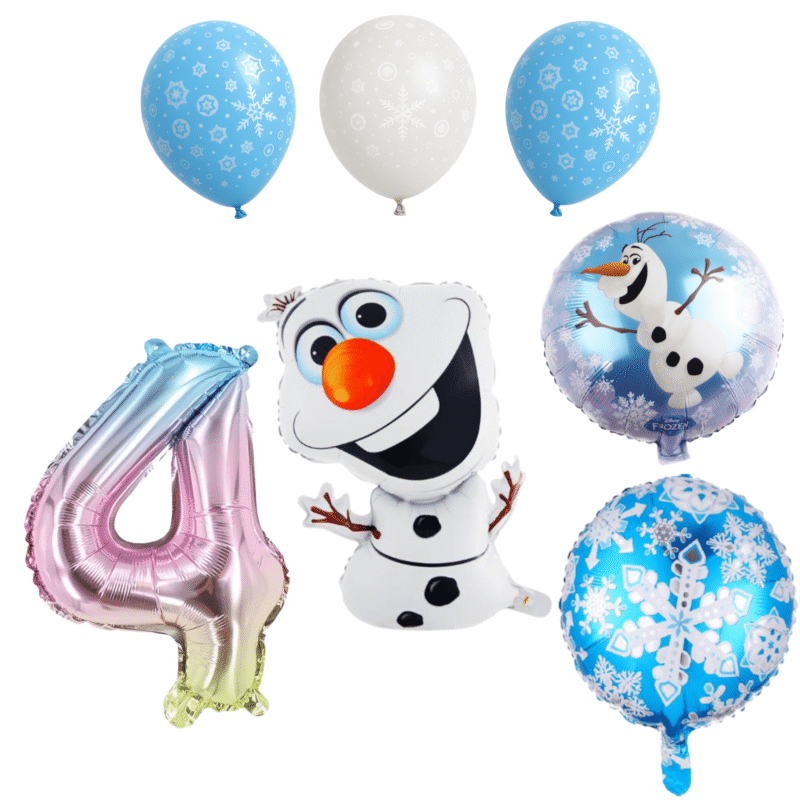 Frozen Olaf 4th Birthday Party Balloons Set Blue White Pink balloons