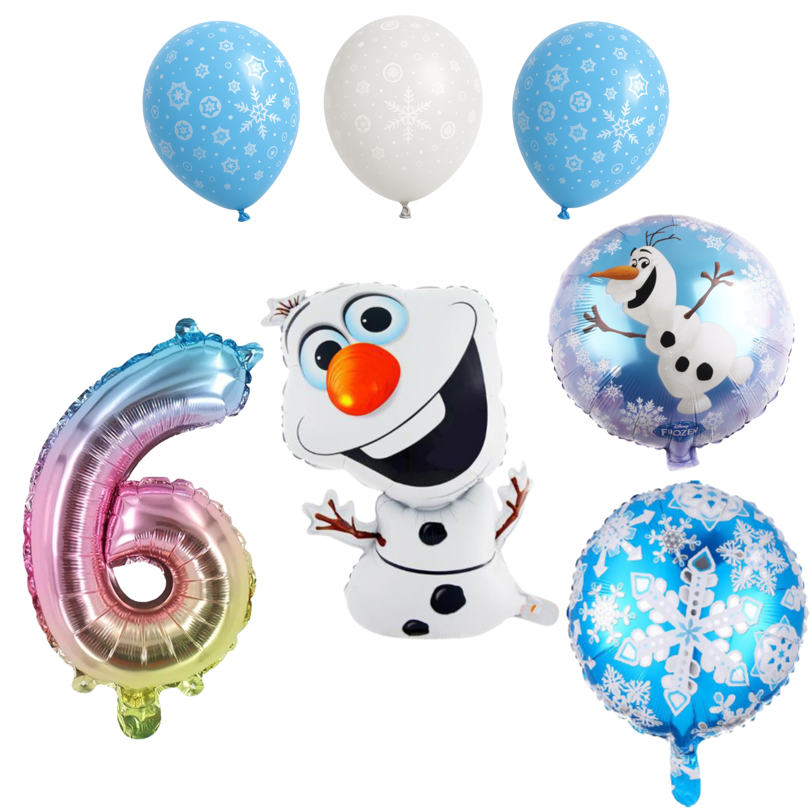 Frozen Olaf 6th Birthday Party Balloons Set Blue White balloons