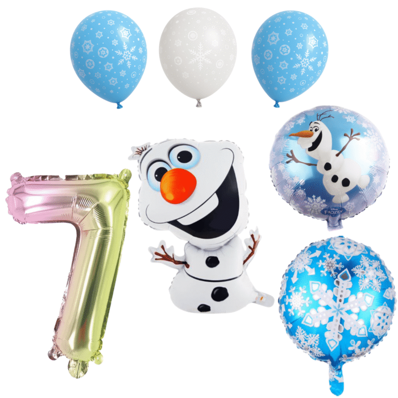 Frozen Olaf 7th Birthday Party Balloons Set Blue Silver balloons