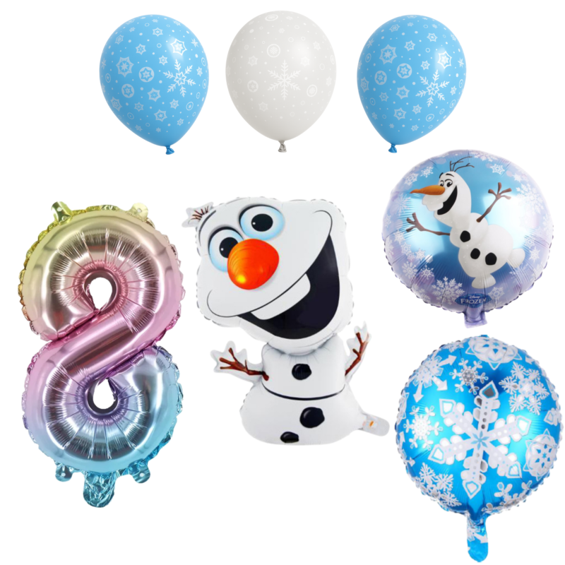 Frozen Olaf 8th Birthday Balloons Party Set Blue Silver balloons